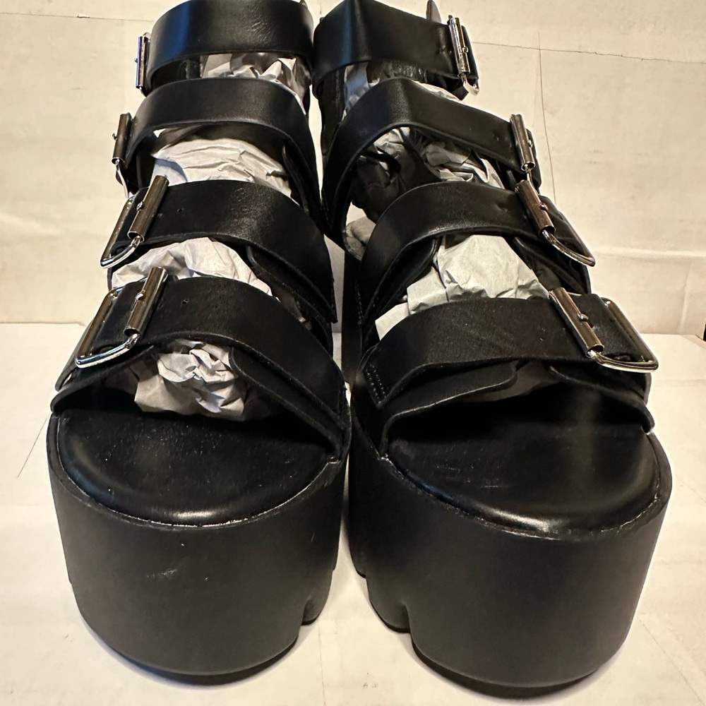 Women Platform Sandals Open Toe Buckle Straps Thick High Heels Shoes Size 6
